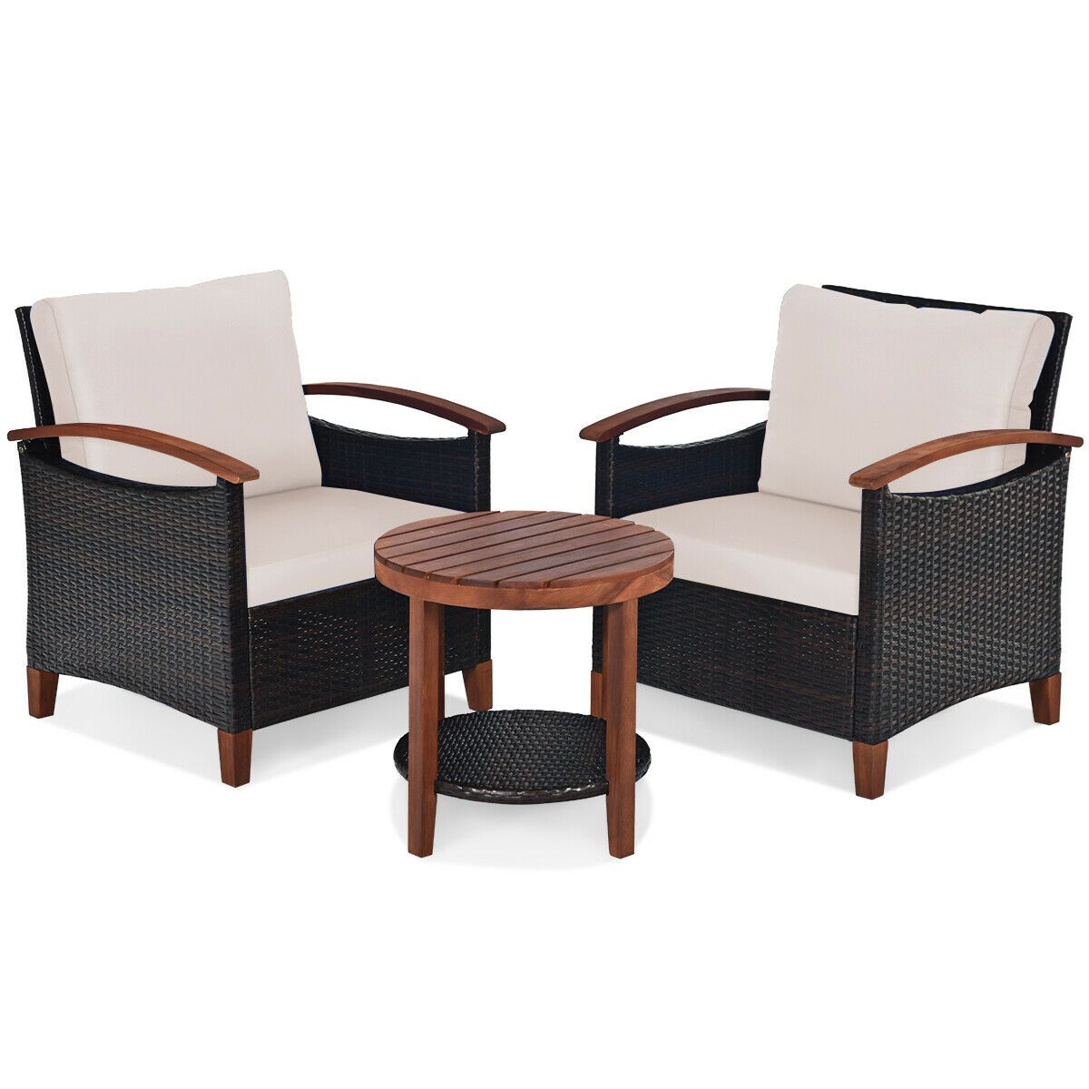 3-Piece Rattan Furniture Set with Removable Cushions and Washable Covers